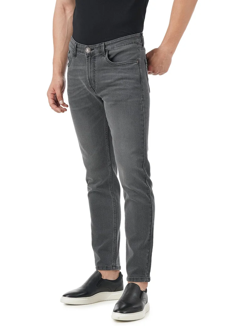 Inkd Grey Grounds Men's Regular Fit  Jeans - Mid-Rise | Cotton Blend |  Stretchable Fabric | Contrast Stitch | Classic 5 Pocket Styling for Men | Best Price UAE